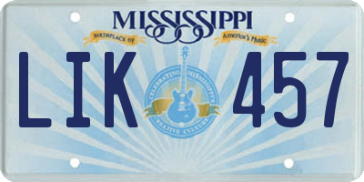 MS license plate LIK457