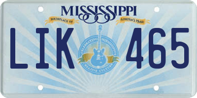 MS license plate LIK465