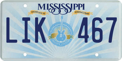 MS license plate LIK467