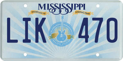 MS license plate LIK470