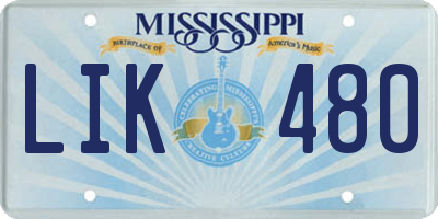 MS license plate LIK480