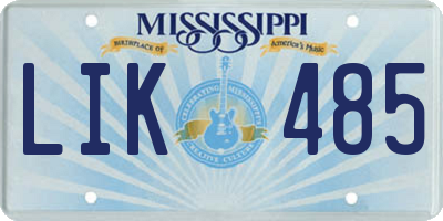 MS license plate LIK485