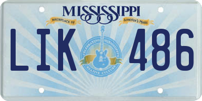 MS license plate LIK486
