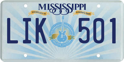 MS license plate LIK501