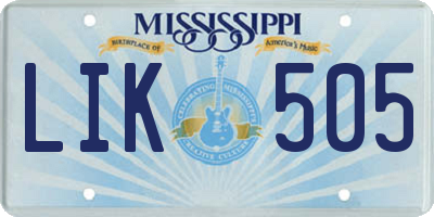 MS license plate LIK505