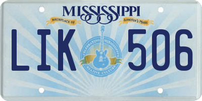 MS license plate LIK506