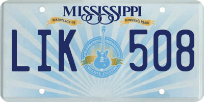 MS license plate LIK508