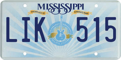 MS license plate LIK515