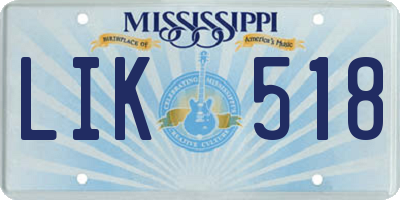 MS license plate LIK518