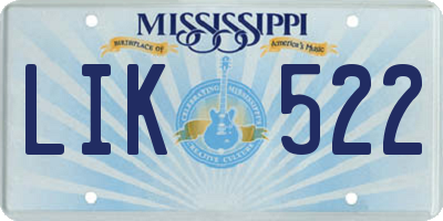MS license plate LIK522