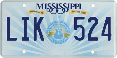 MS license plate LIK524