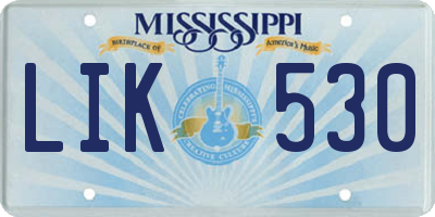 MS license plate LIK530