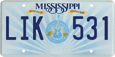MS license plate LIK531