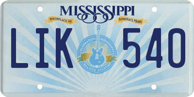 MS license plate LIK540