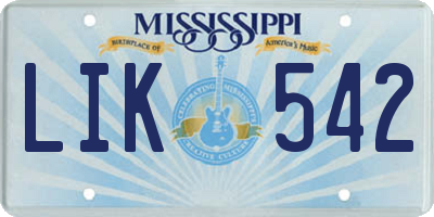 MS license plate LIK542