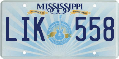 MS license plate LIK558