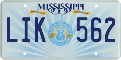 MS license plate LIK562