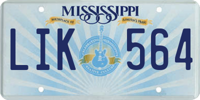 MS license plate LIK564