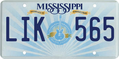 MS license plate LIK565