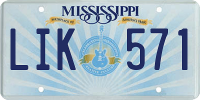 MS license plate LIK571