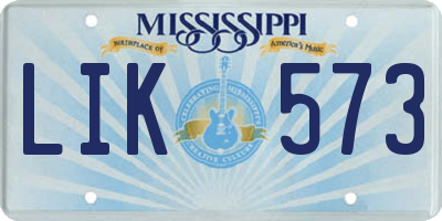 MS license plate LIK573