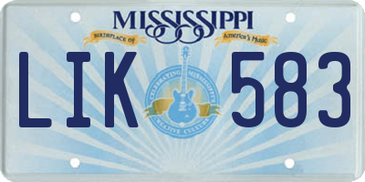 MS license plate LIK583