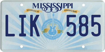 MS license plate LIK585