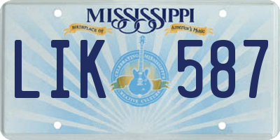 MS license plate LIK587