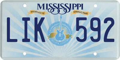 MS license plate LIK592