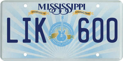 MS license plate LIK600