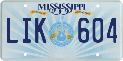 MS license plate LIK604