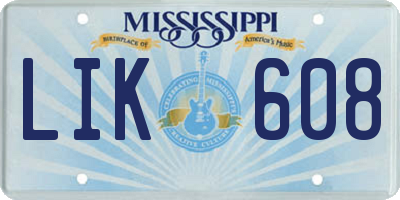 MS license plate LIK608