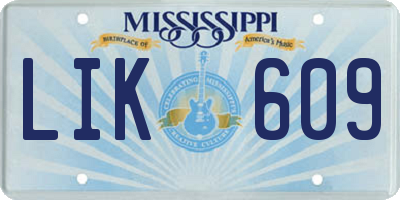 MS license plate LIK609