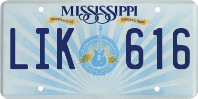 MS license plate LIK616
