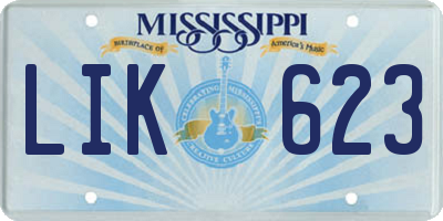 MS license plate LIK623