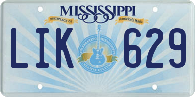 MS license plate LIK629