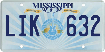 MS license plate LIK632