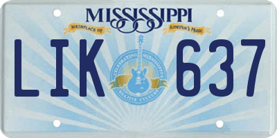 MS license plate LIK637