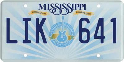 MS license plate LIK641