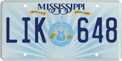 MS license plate LIK648