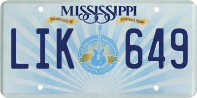 MS license plate LIK649
