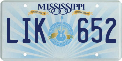 MS license plate LIK652