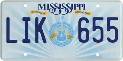 MS license plate LIK655