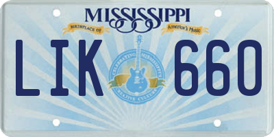 MS license plate LIK660