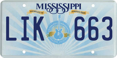 MS license plate LIK663