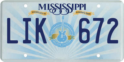 MS license plate LIK672