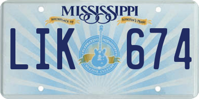 MS license plate LIK674