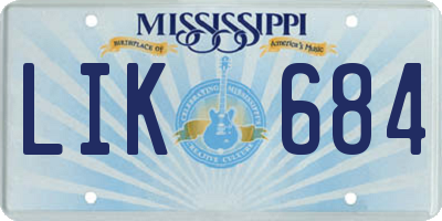 MS license plate LIK684