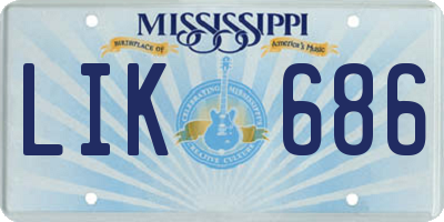 MS license plate LIK686