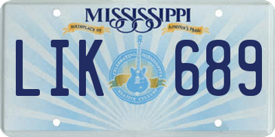 MS license plate LIK689